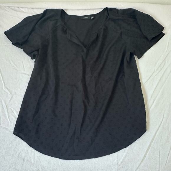 Apt 9 Top Women Large Black with Black circles Flutter Sleeve Pullover Dress - Picture 1 of 7